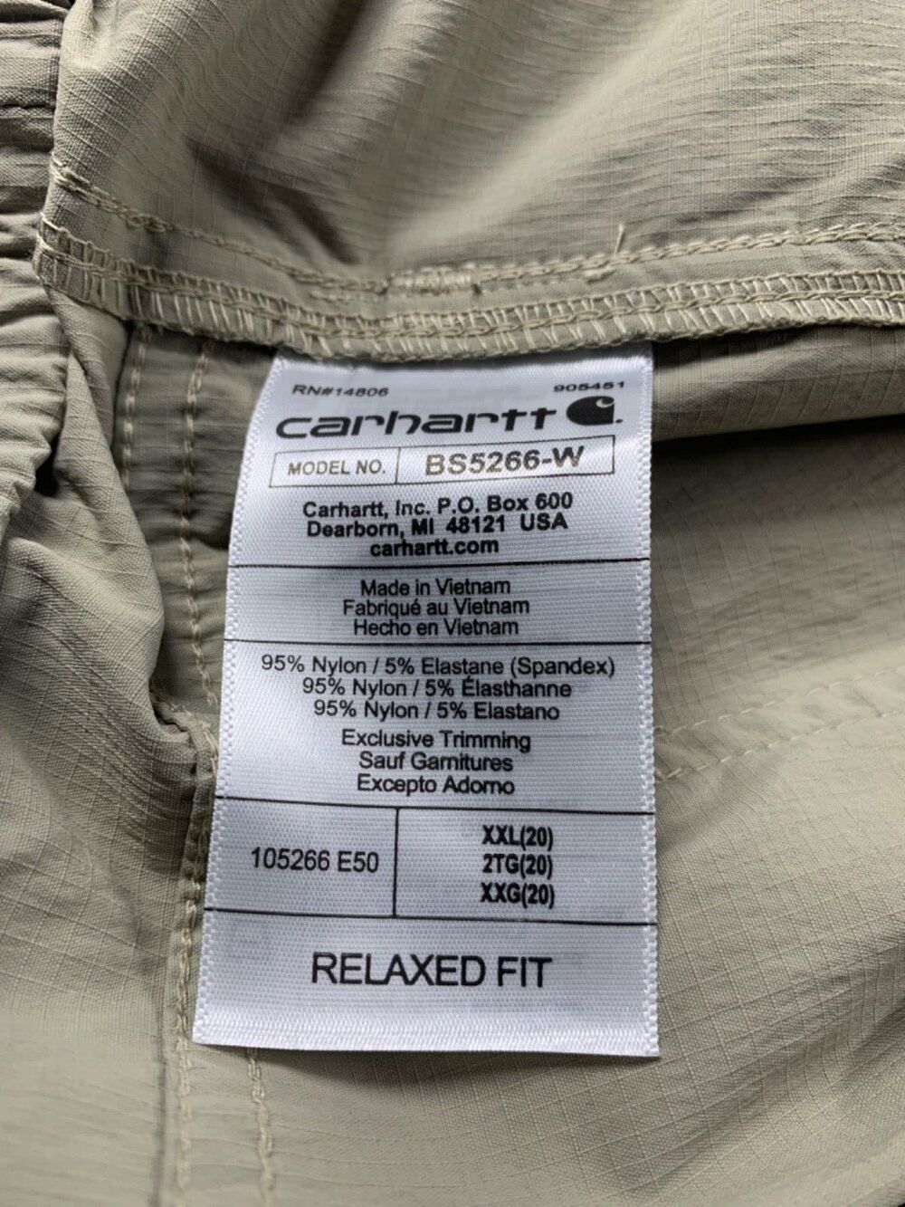 Carhartt Force Womens Work Shorts 20 XXL NWT Tan Ripstop Relaxed Fit 5 Pocket - Picture 10 of 12